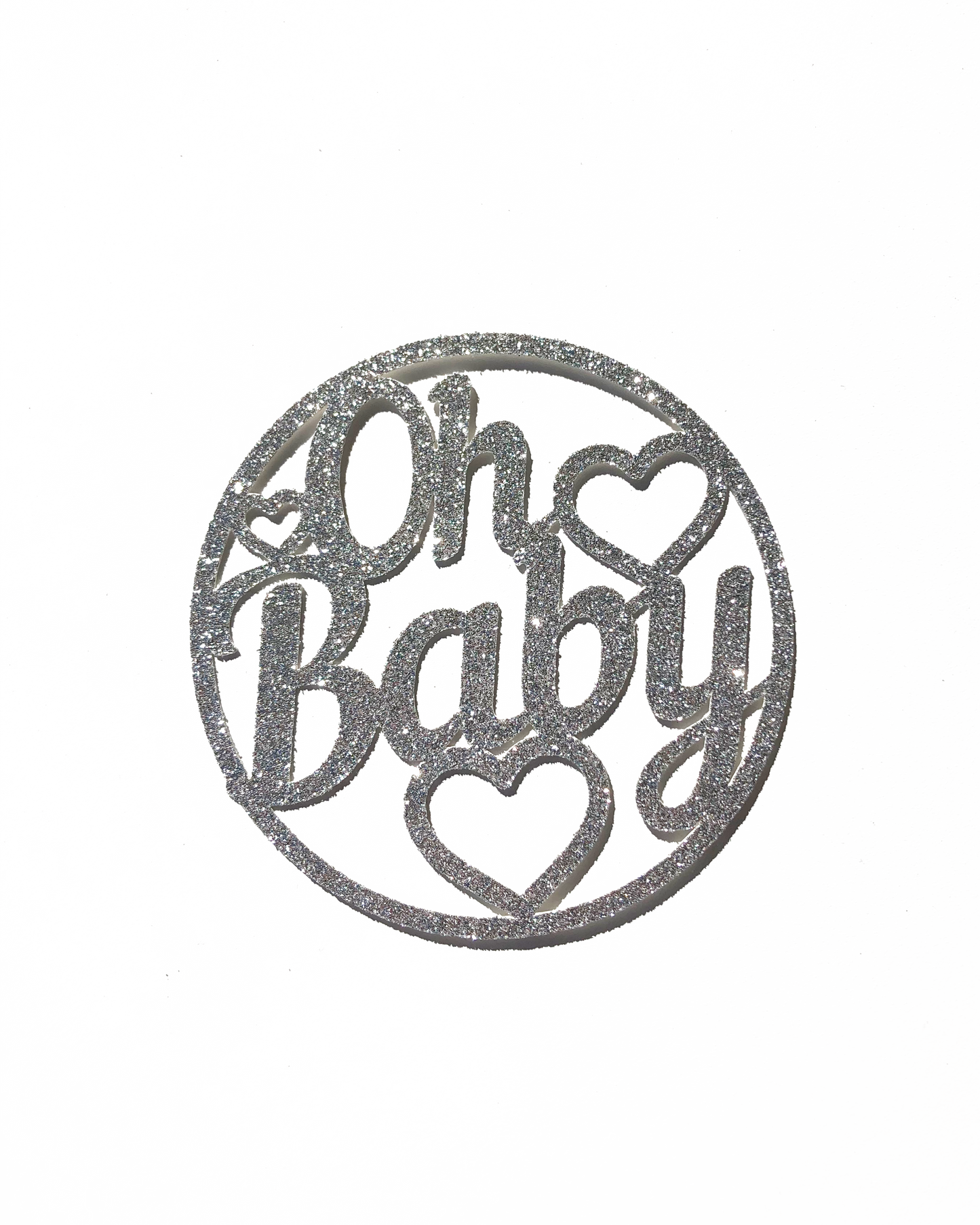 'Oh Baby' Cake Topper (Silver Glitter)